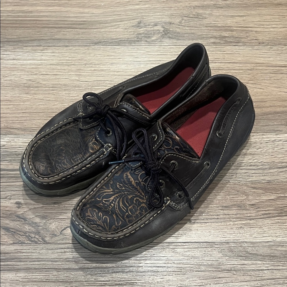 Twisted X Women’s Tooled Boat Shoe Driving Mocs